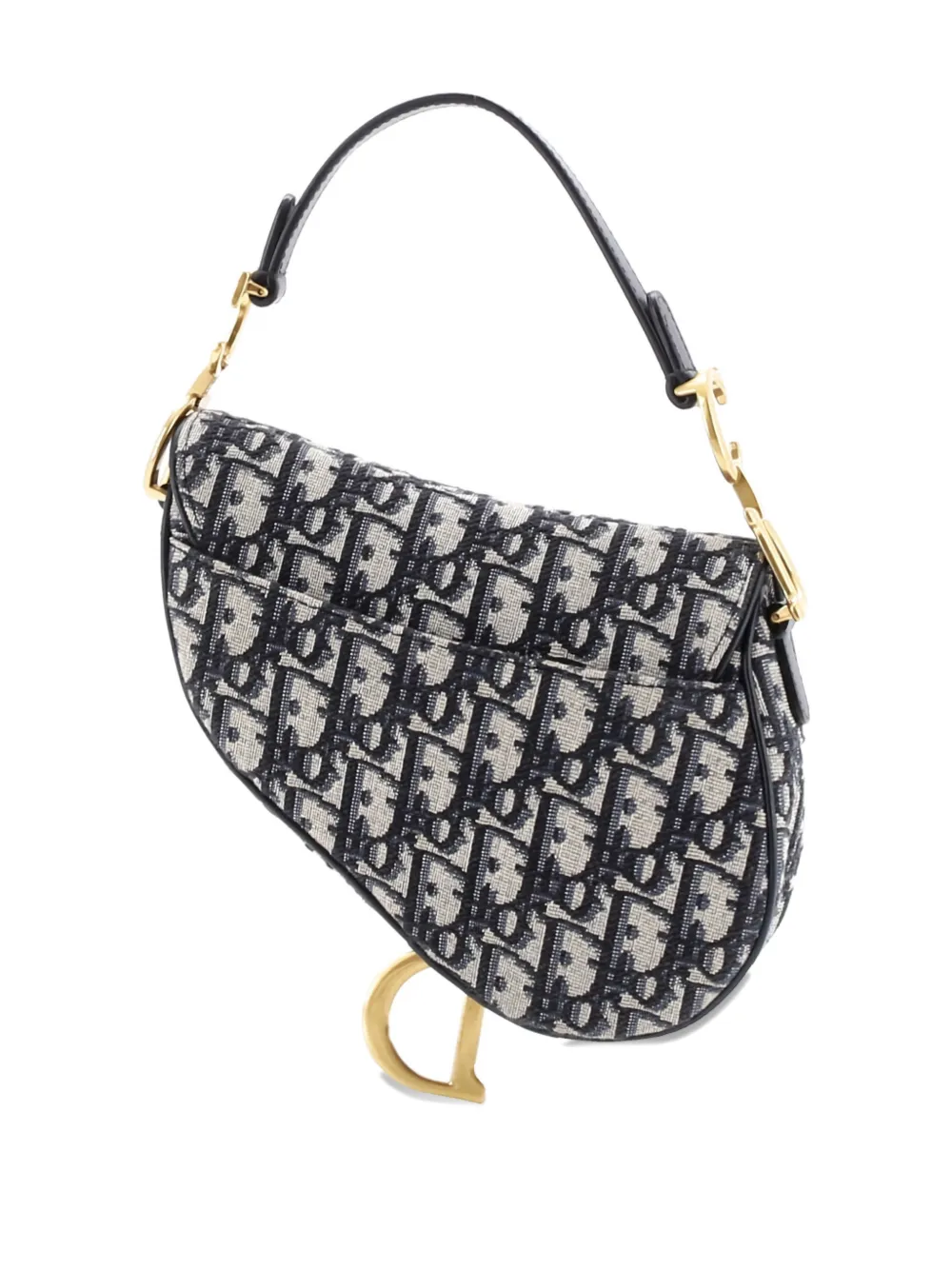 Pre-owned Dior Saddle Handbag With Strap Oblique Canvas Mini Shoulder Bag In Blue