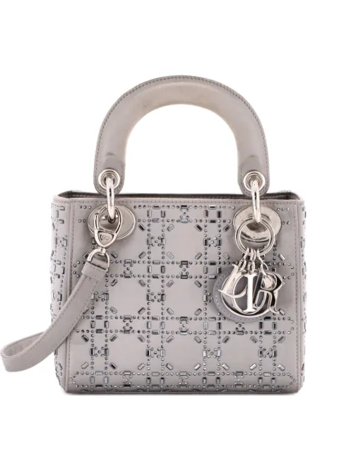 Christian Dior Pre-Owned Lady Dior Bag Crystal Embellished Cannage Quilt Satin Mini satchel