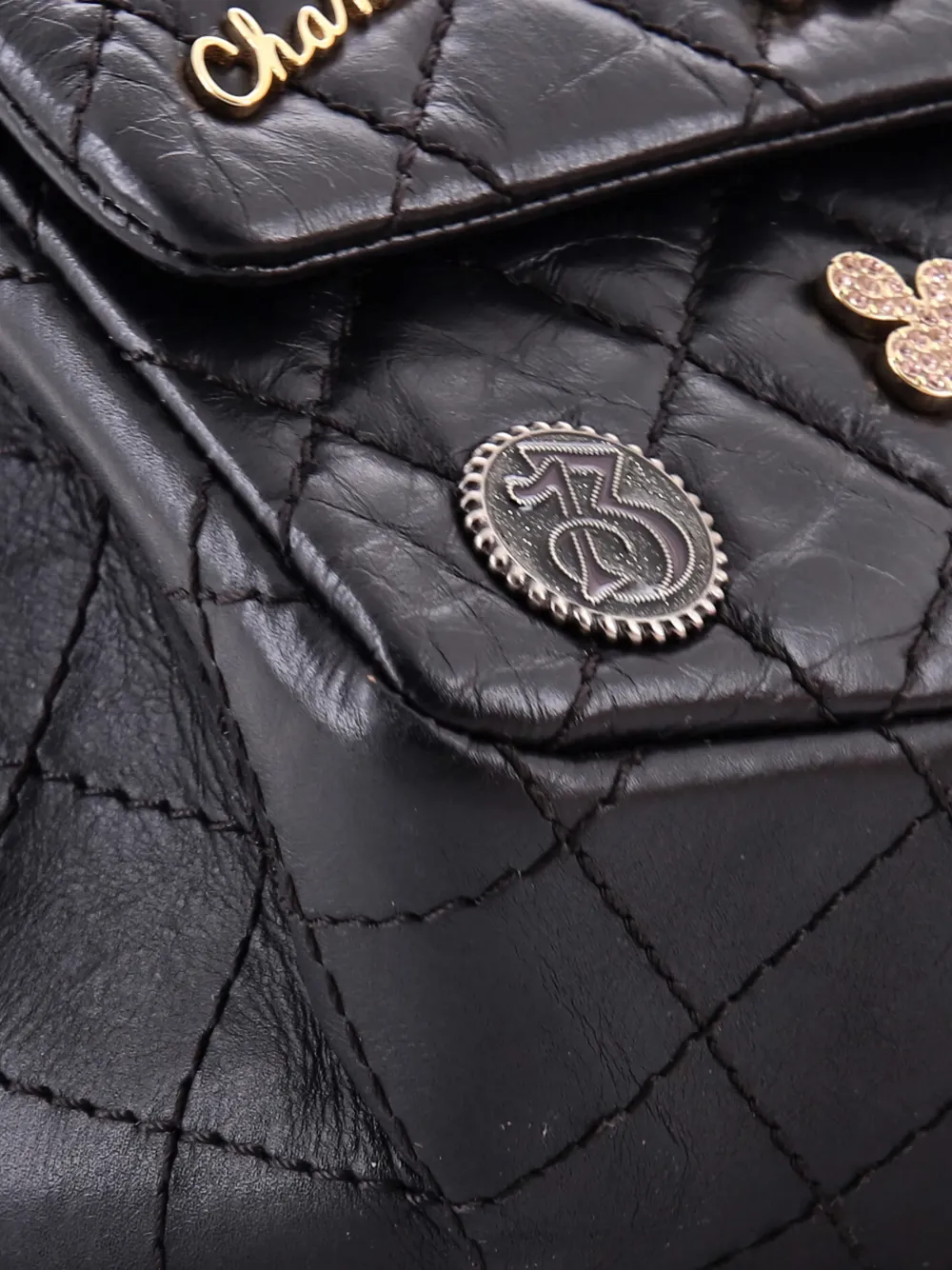 Pre-owned Chanel Lucky Charms Reissue 2.55 Flap Bag Quilted Aged Calfskin 225 Shoulder Bag In Black