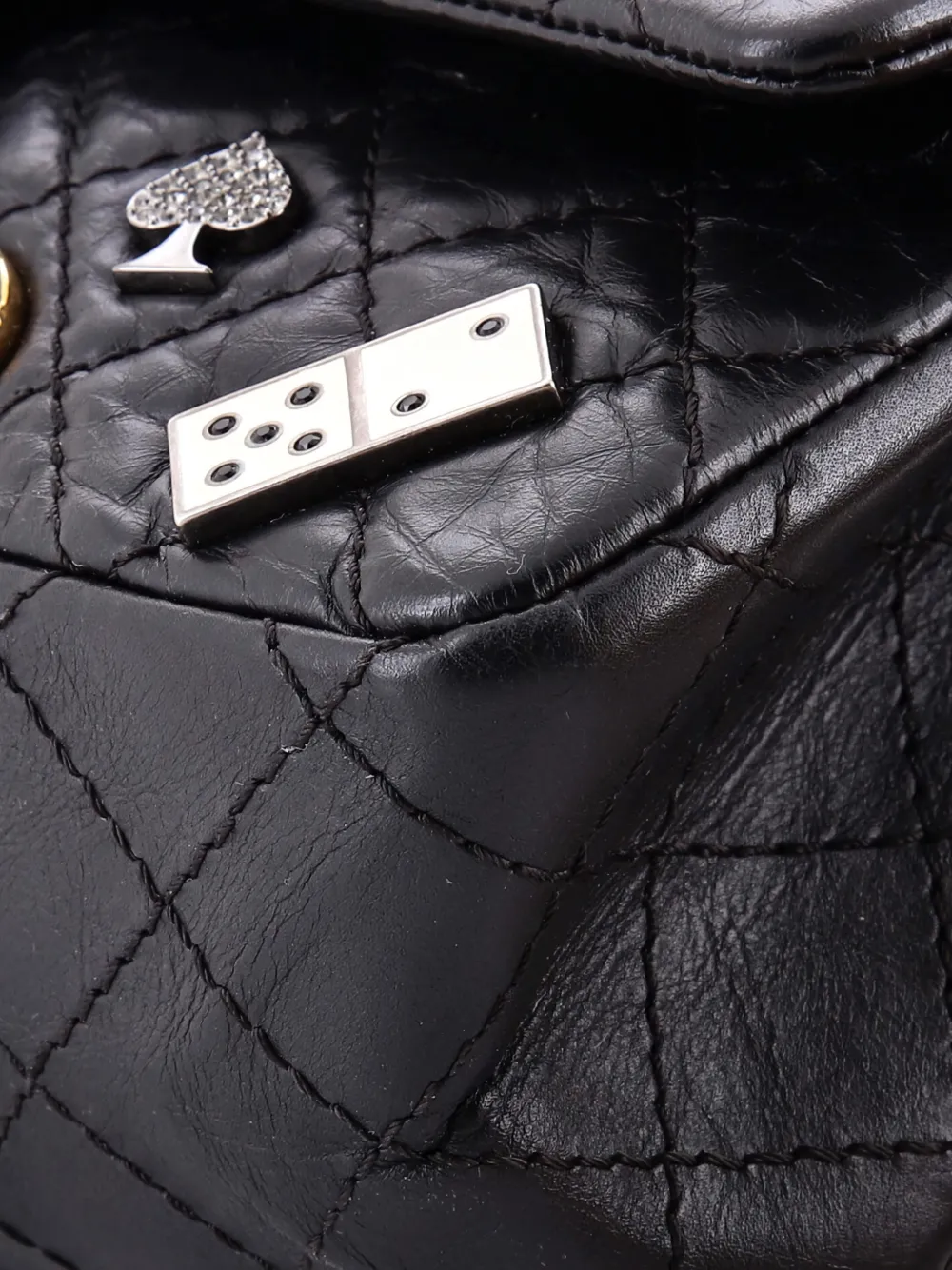 Pre-owned Chanel Lucky Charms Reissue 2.55 Flap Bag Quilted Aged Calfskin 225 Shoulder Bag In Black