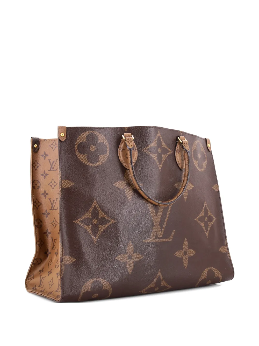 Pre-owned Louis Vuitton Onthego Reverse Monogram Giant Gm Tote Bag In Brown