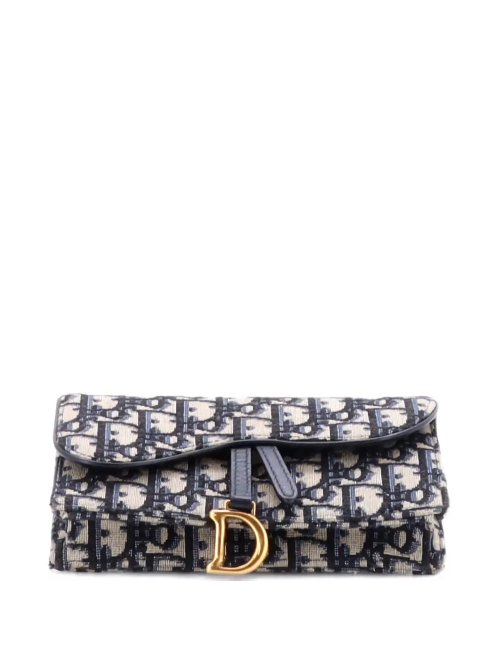 Pre-owned Dior Saddle Rectangular Oblique Canvas Belt Bag In Blue