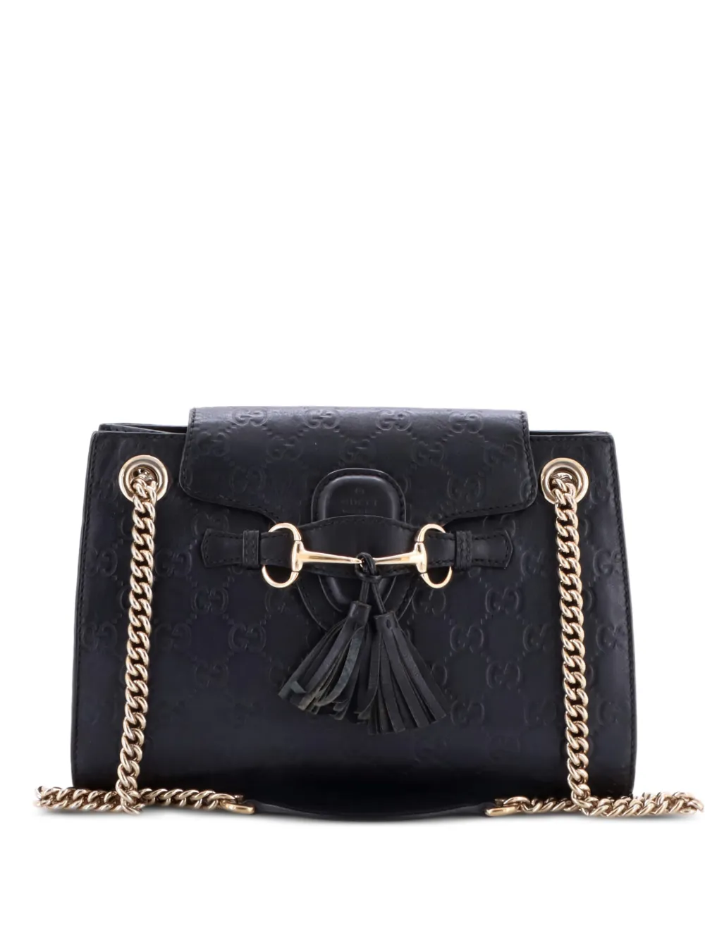 Gucci Pre-Owned Emily Chain Flap Guccissima Leather Small shoulder bag - Nero