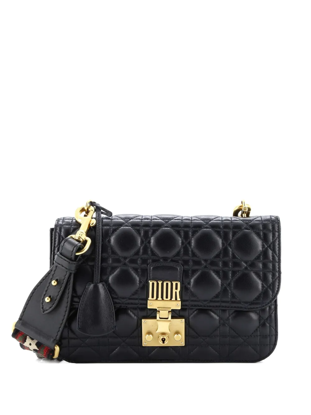 Christian Dior Pre-Owned Dioraddict Flap Bag with Strap Cannage Quilt Lambskin Medium shoulder bag - Blu