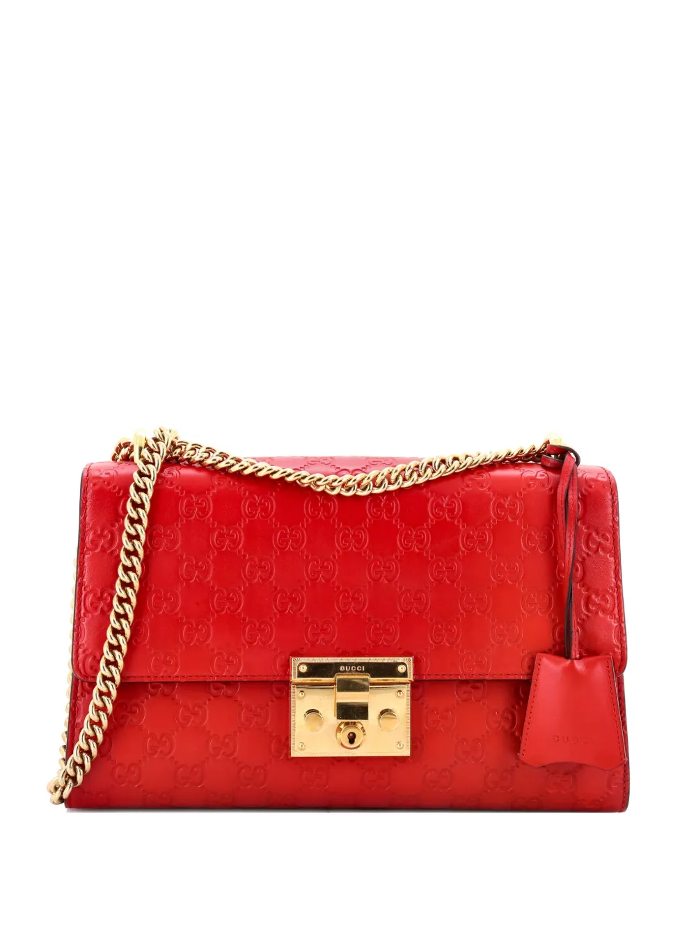 Gucci Pre-Owned Padlock Guccissima Leather Medium shoulder bag - Rosso