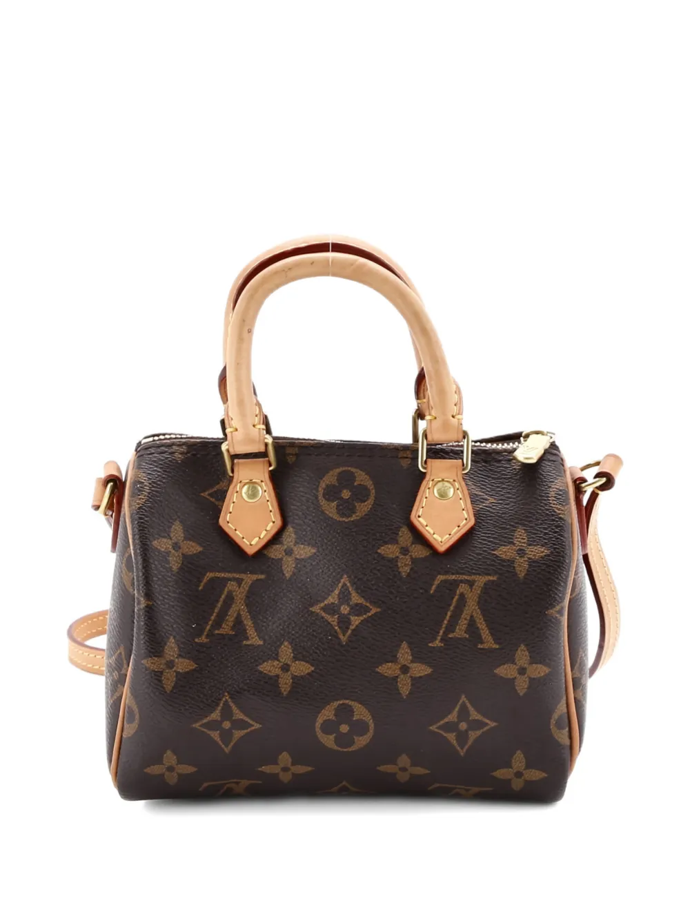 Pre-owned Louis Vuitton Speedy Bandouliere Nm Bag Monogram Canvas Nano Crossbody Bag In Brown