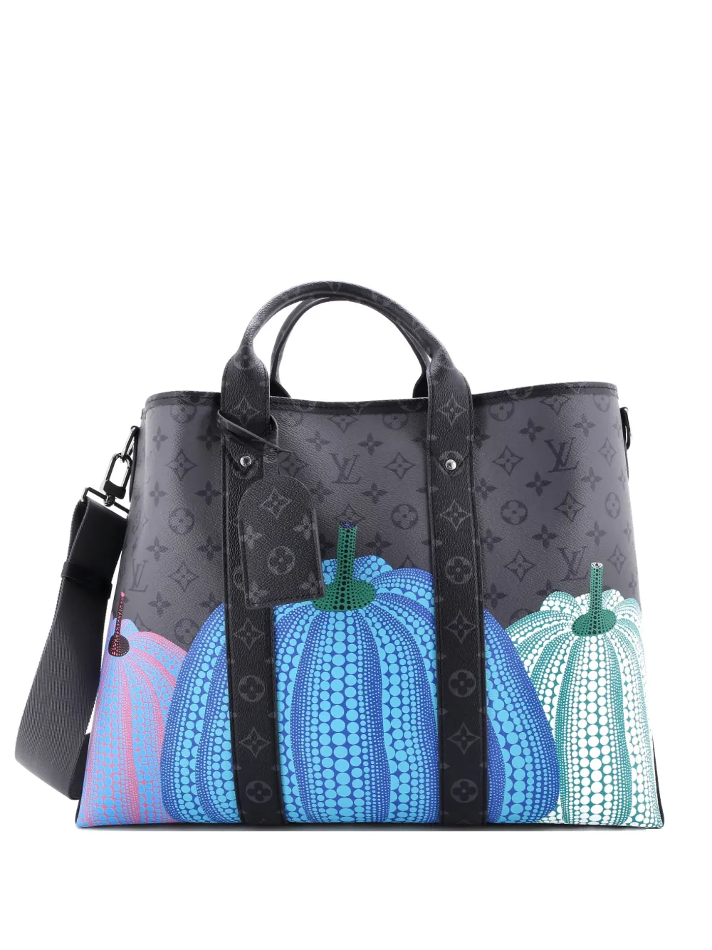 Louis Vuitton Pre-Owned Weekend Tote Yayoi Kusama Pumpkins Reverse Monogram Eclipse Canvas GM shoulder bag - Black