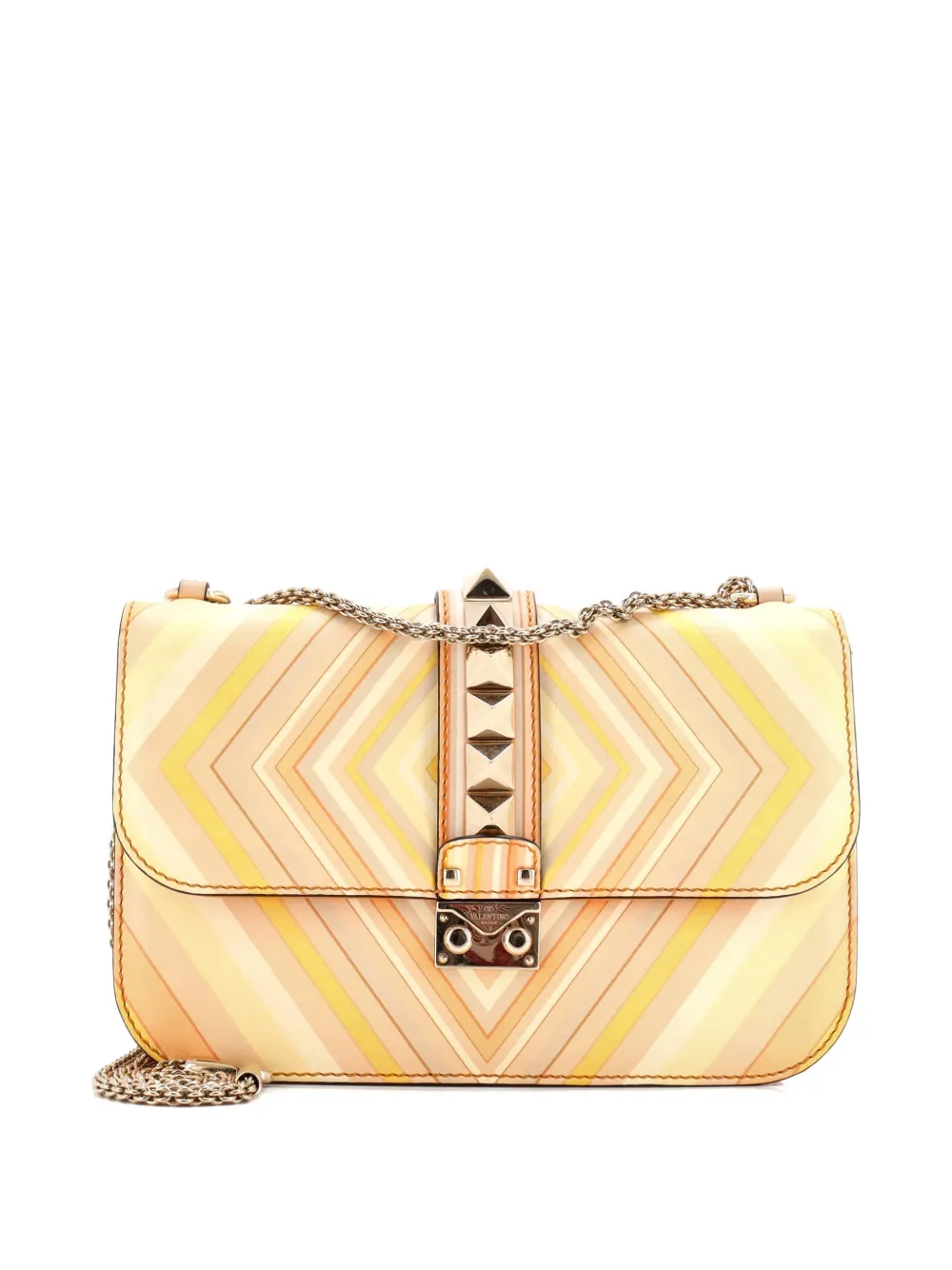 Valentino Garavani Pre-Owned 1973 Glam Lock Striped Leather Medium shoulder bag - Multicolore