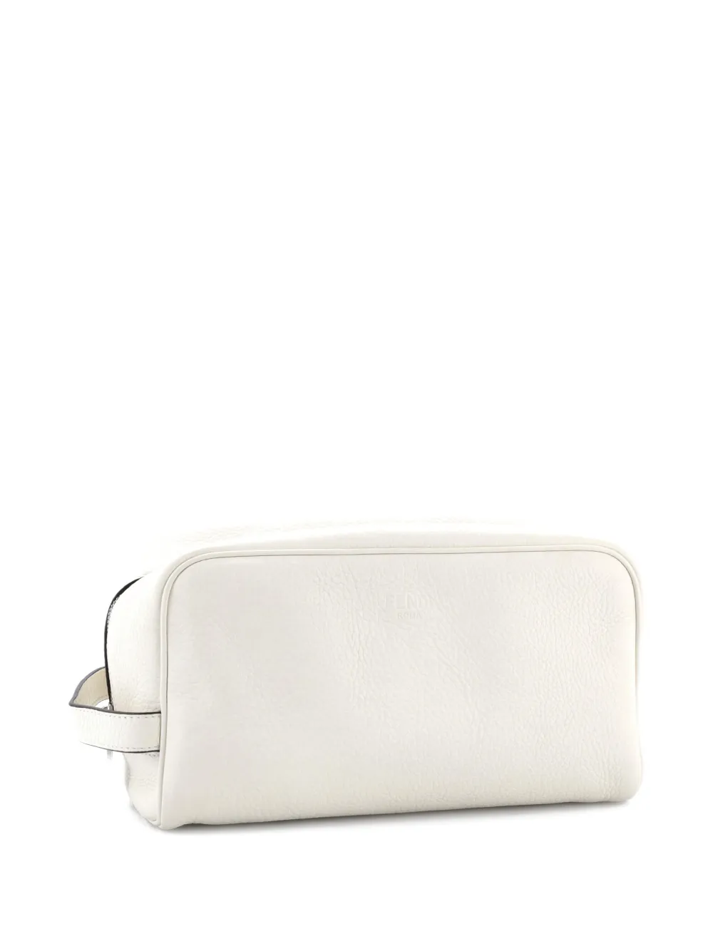 Pre-owned Fendi Travel Kit Leather Pouch In White