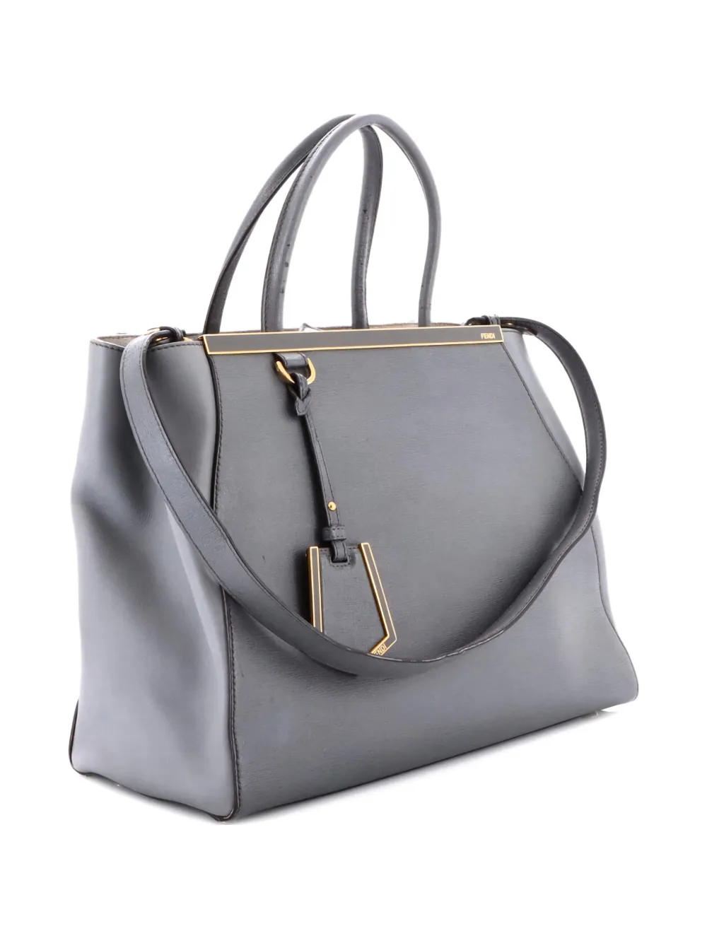 Pre-owned Fendi 2jours Bag Leather Medium Tote Bag In Neutral