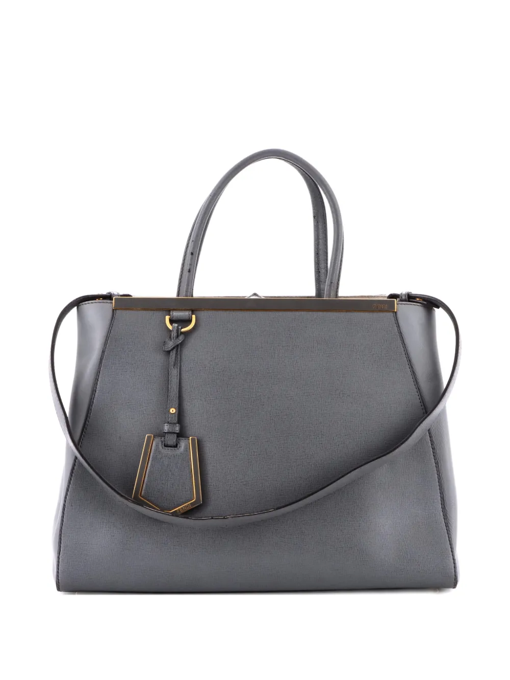 Pre-owned Fendi 2jours Bag Leather Medium Tote Bag In Neutral