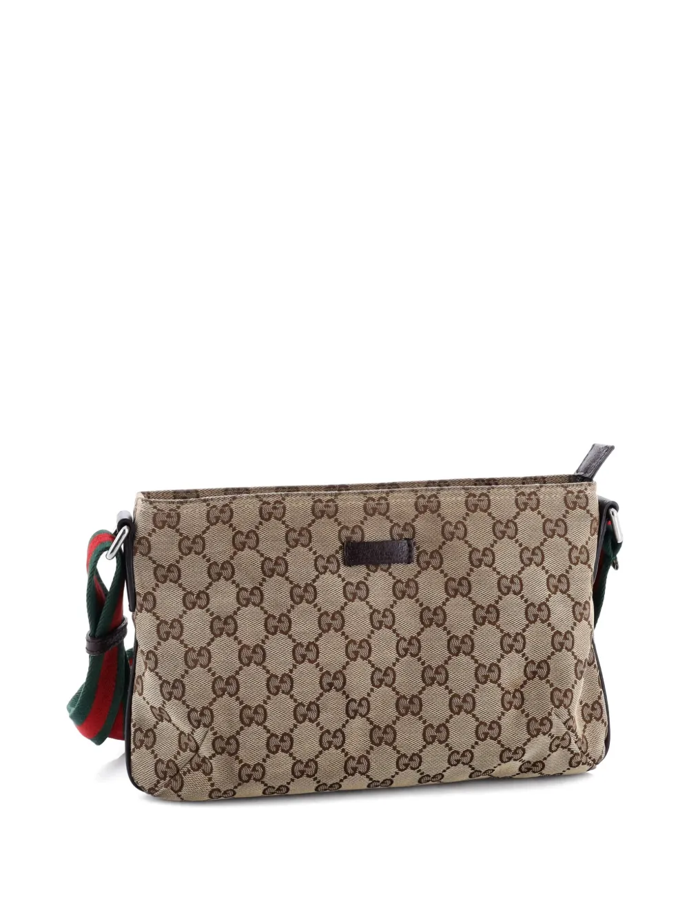 Pre-owned Gucci Web Strap Messenger Bag Gg Canvas Small Crossbody Bag In Brown