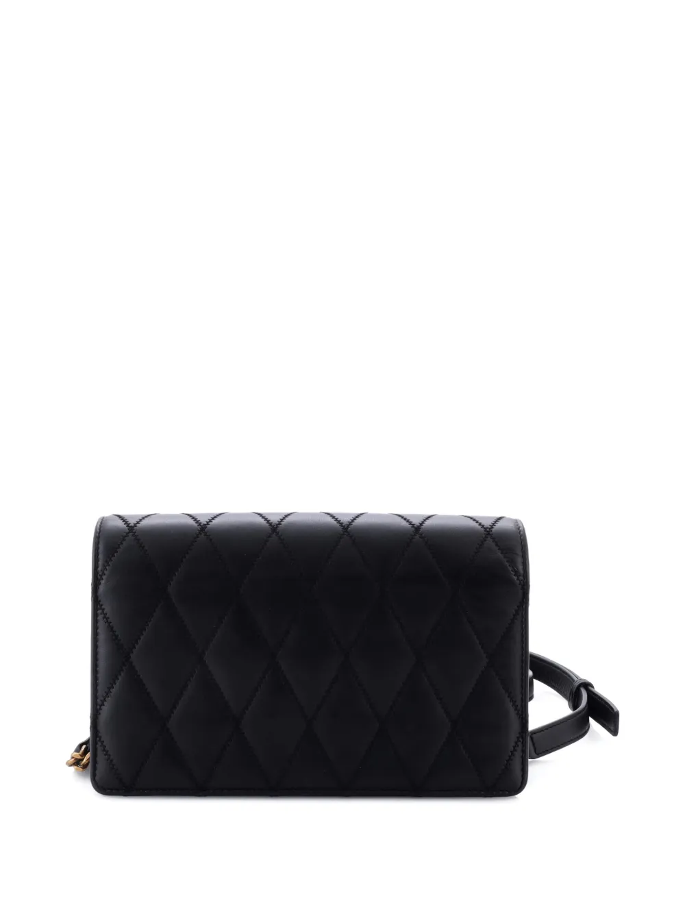 Pre-owned Saint Laurent Angie Chain Shoulder Bag Quilted Leather Small Crossbody Bag In Black