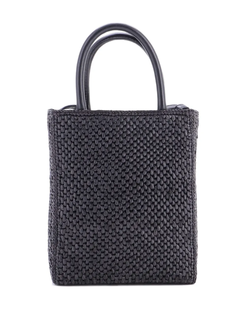 Pre-owned Loewe A5 Tote Raffia And Leather Crossbody Bag In Black