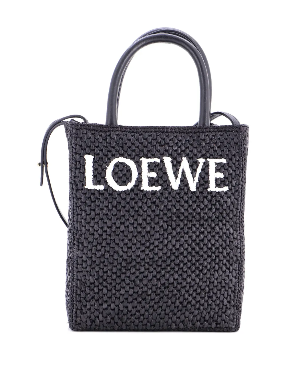 Loewe Pre-Owned A5 Tote Raffia and Leather crossbody bag - Nero