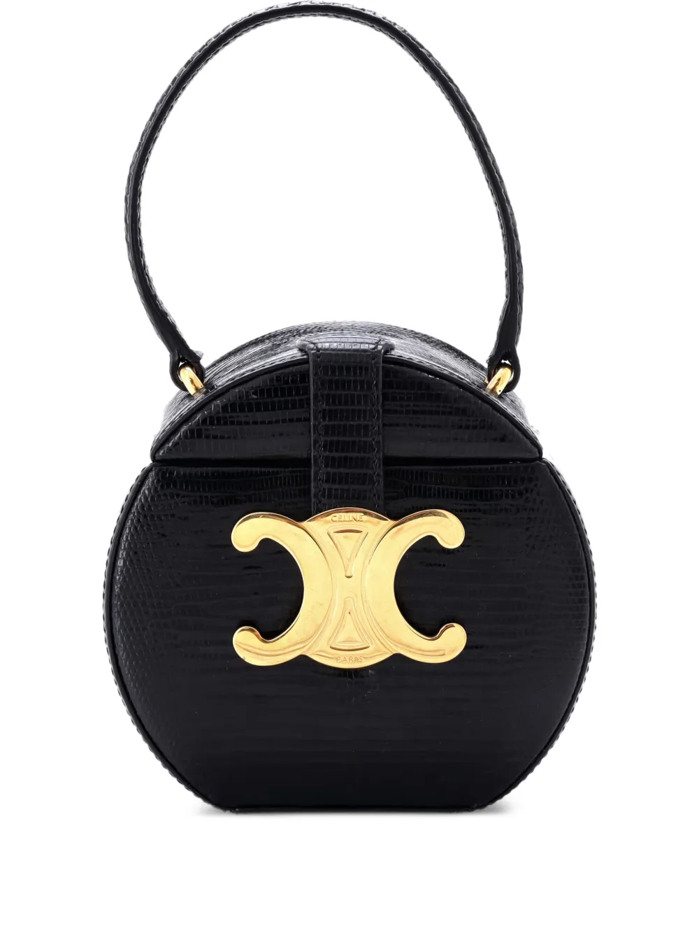 Celine Pre-Owned Round Box Bag Lizard satchel | Black | Image 1