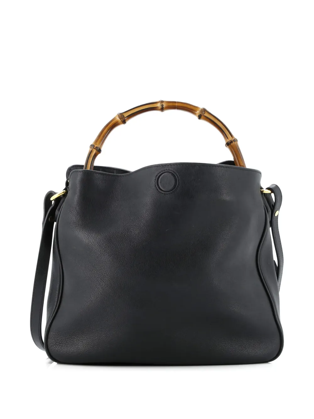 Pre-owned Gucci Diana Nm Bamboo Leather Medium Shoulder Bag In Black