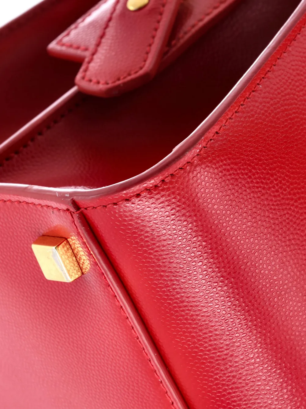 SAINT LAURENT Pre-owned Uptown Leather Medium Tote Bag In Red