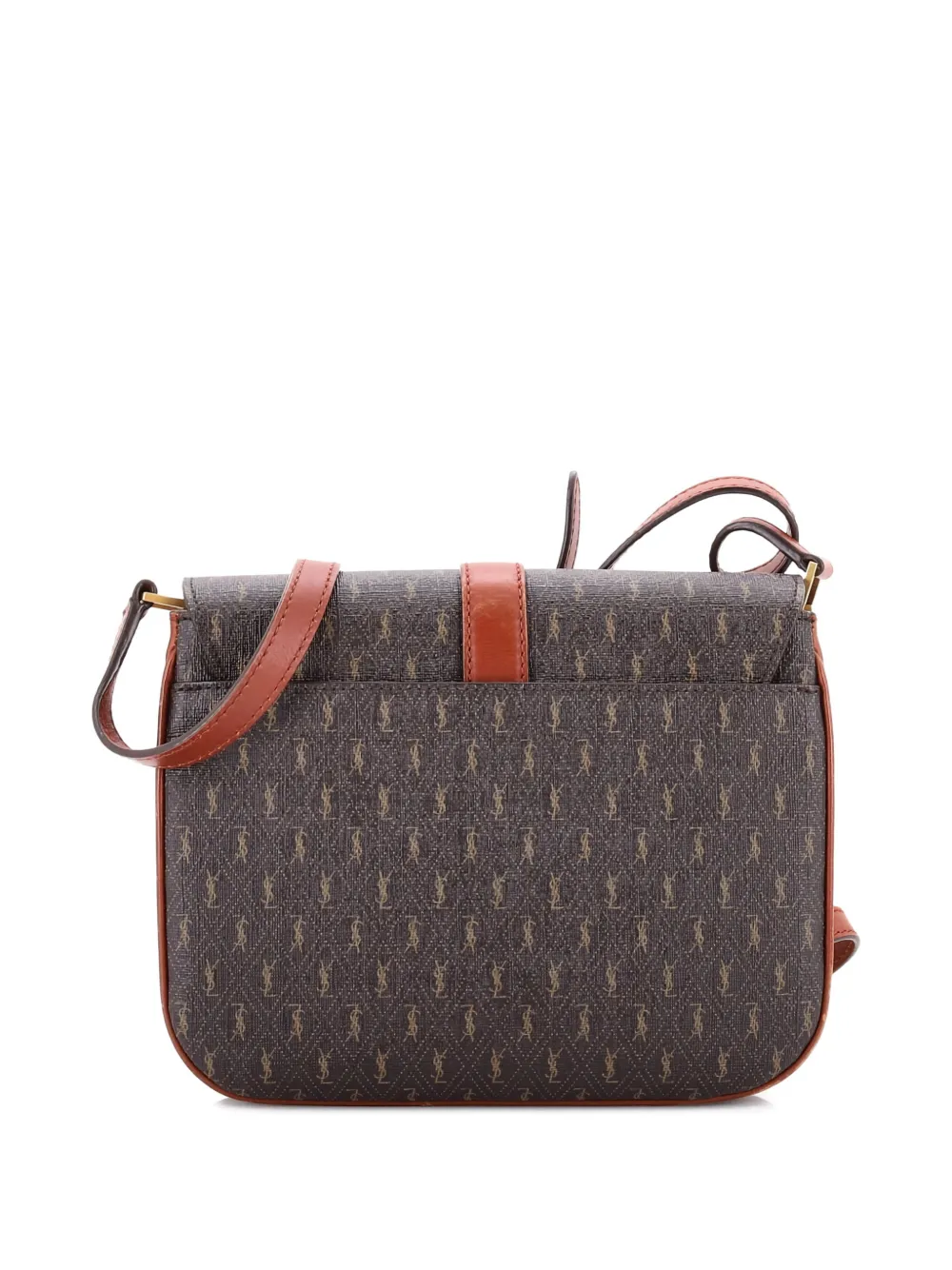 Pre-owned Saint Laurent Le Monogramme Monogram All Over Coated Canvas And Leather Shoulder Bag In Brown