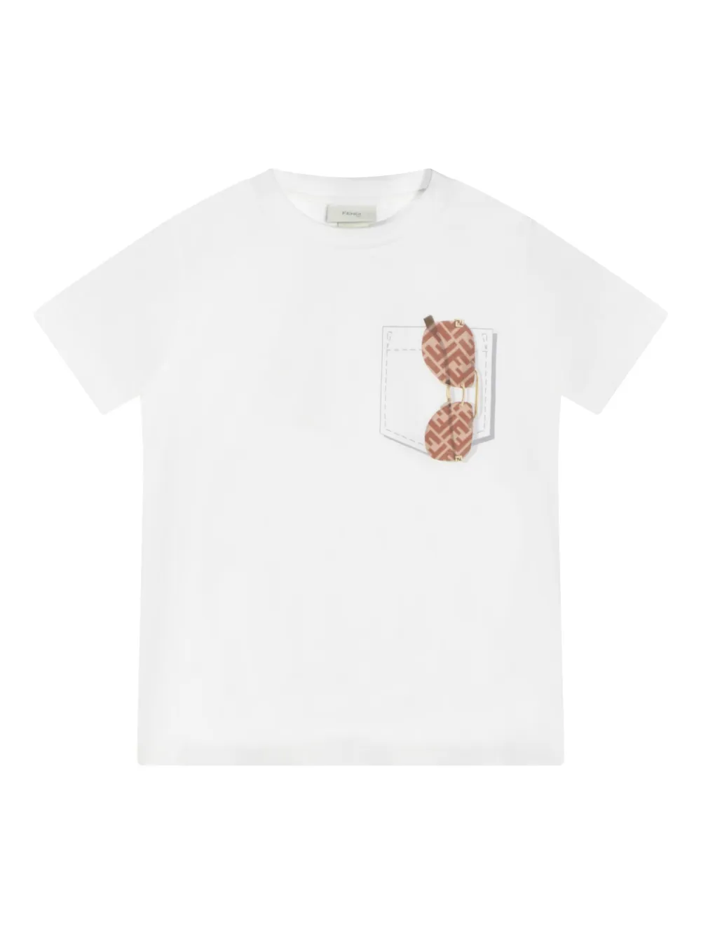 Fendi Kids graphic-pocket T-shirt - Bianco