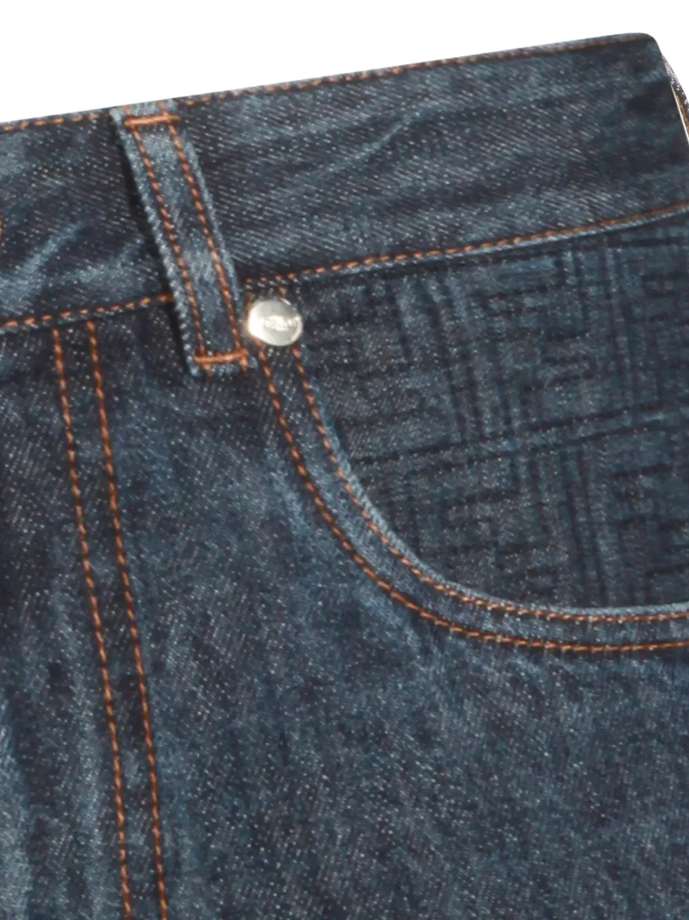  Fendi Logo-patch Denim Shorts - Blue 