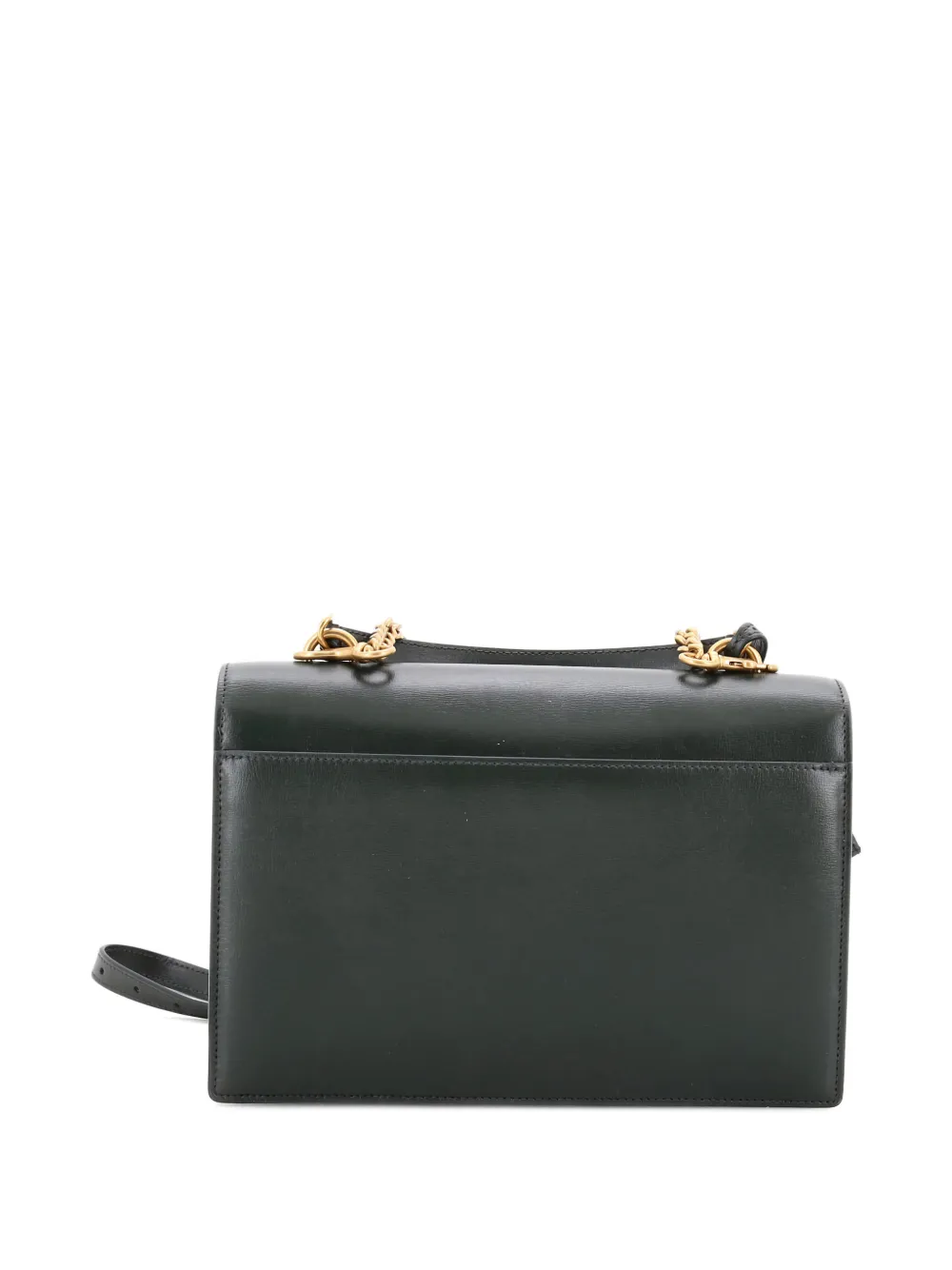 Pre-owned Saint Laurent Sunset Top Handle Leather Medium Shoulder Bag In Green