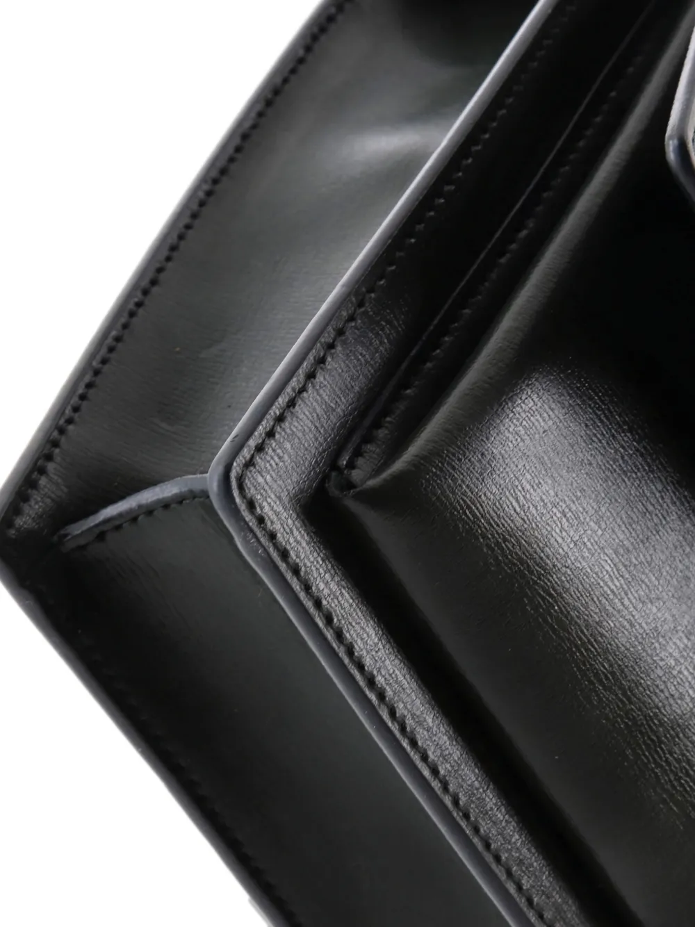 Pre-owned Saint Laurent Sunset Top Handle Leather Medium Shoulder Bag In Green