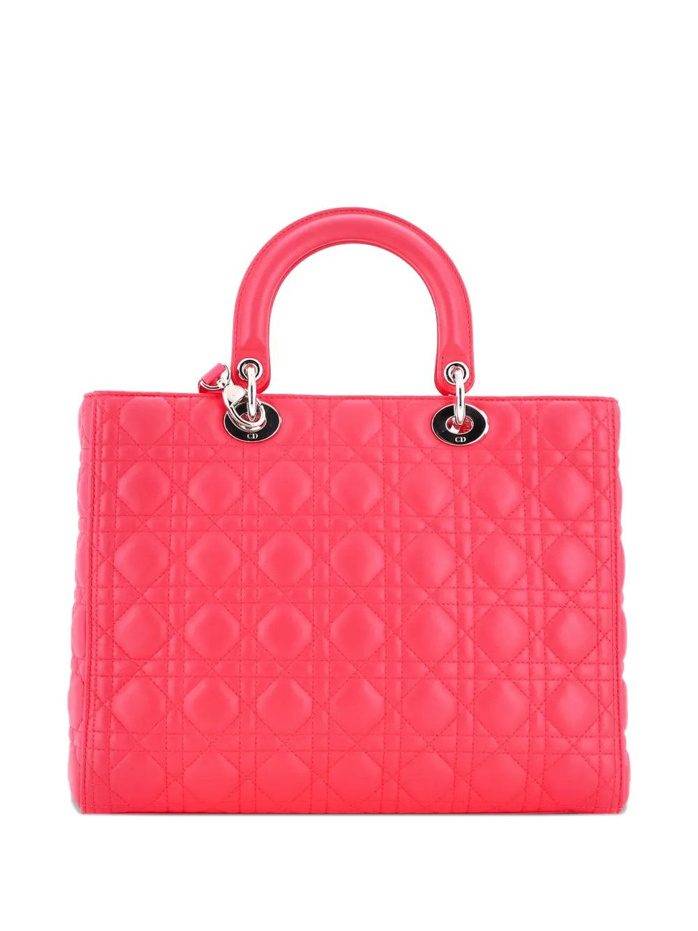 Pre-owned Dior Lady  Bag Cannage Quilt Lambskin Large Tote Bag In Pink