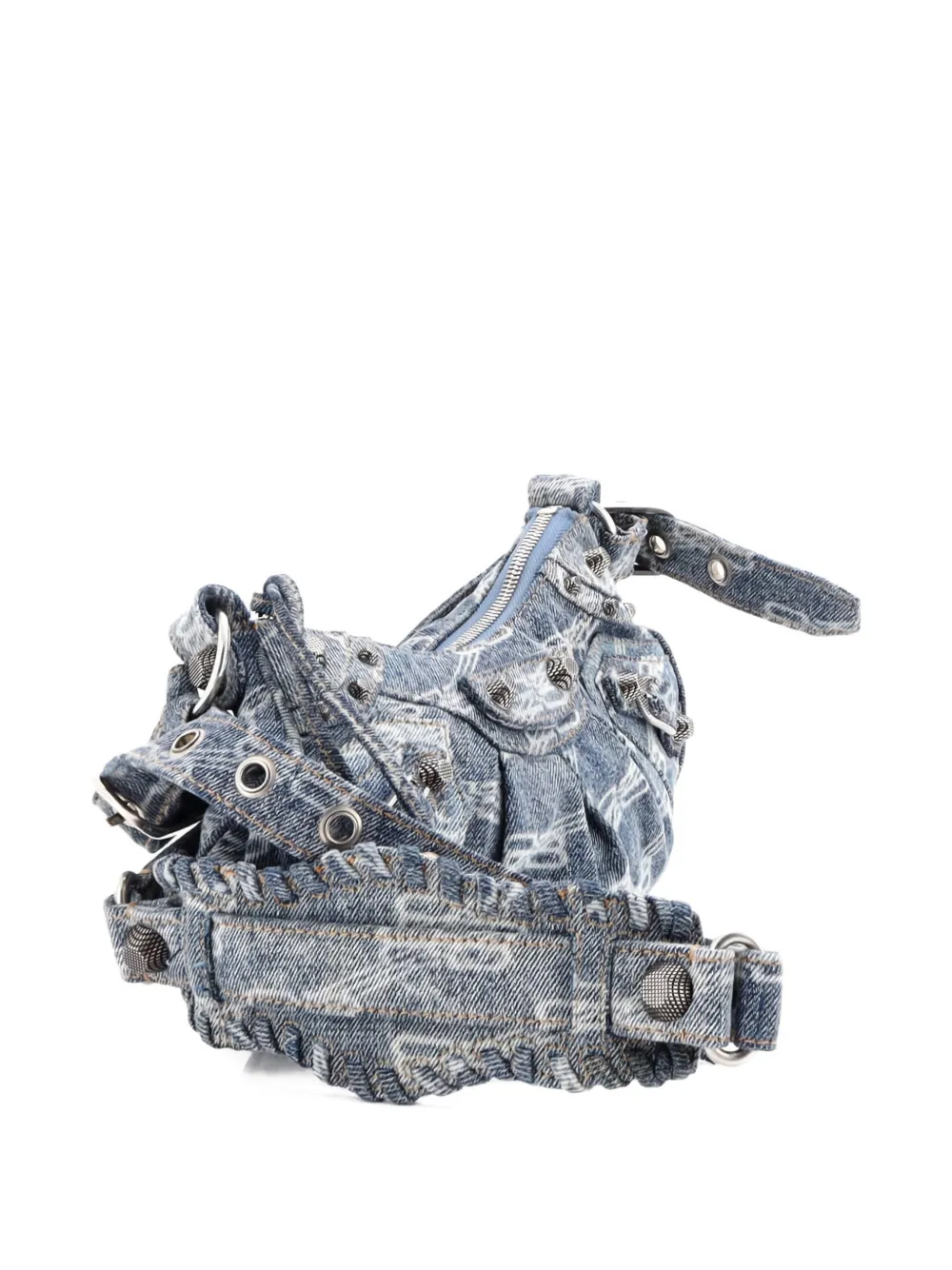 BALENCIAGA Pre-owned Le Cagole Giant Studs Shoulder Bag Bb Denim Xs Hobo Bag In Blue