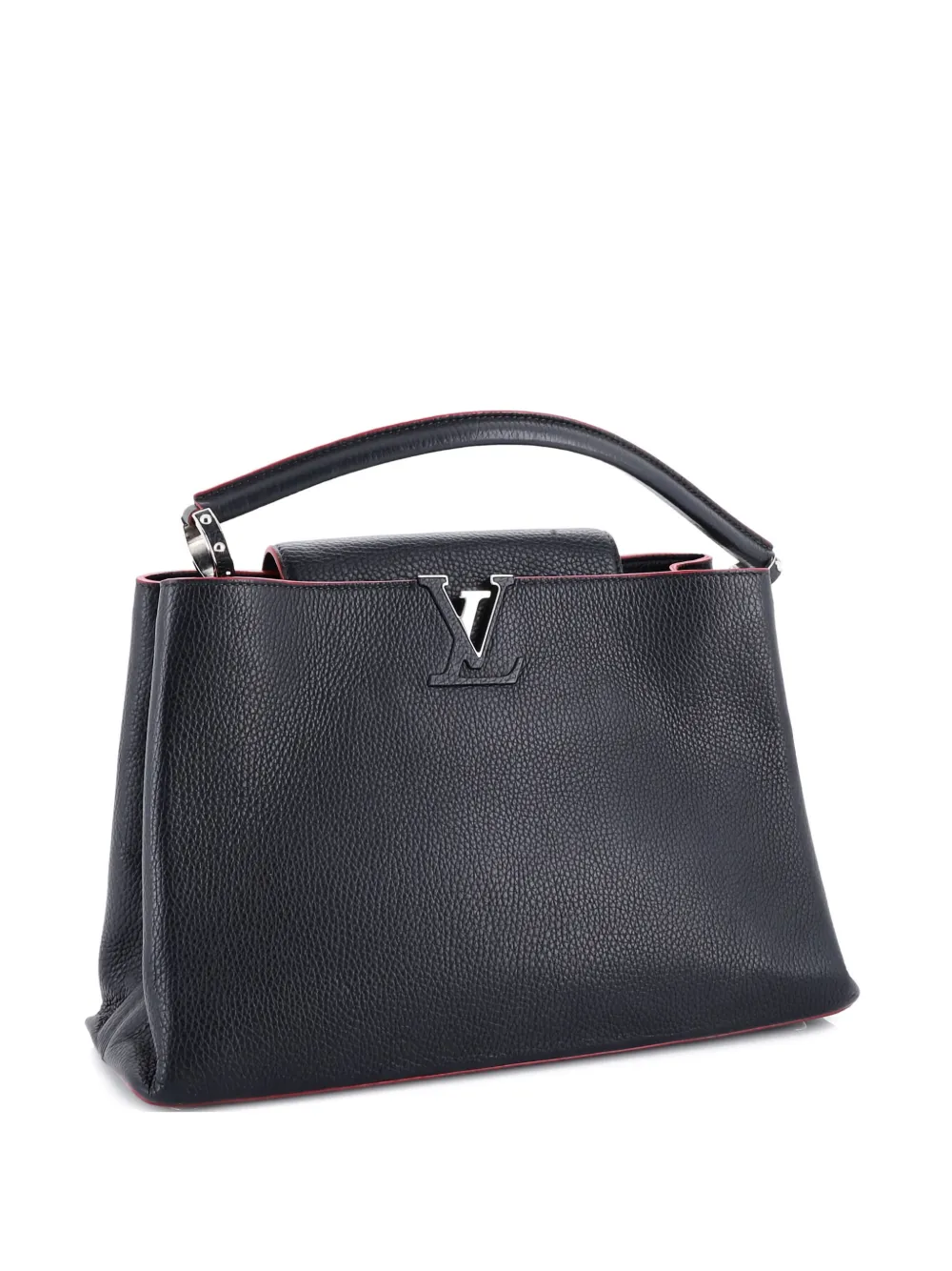 Pre-owned Louis Vuitton Capucines Bag Leather Mm Satchel In Black