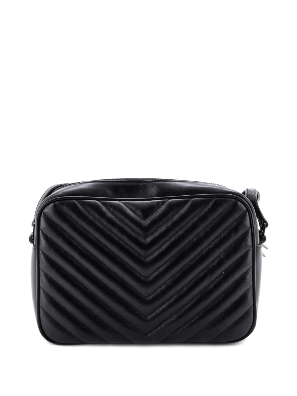 Pre-owned Saint Laurent Lou Camera Bag Matelasse Chevron Leather Small Crossbody Bag In Black