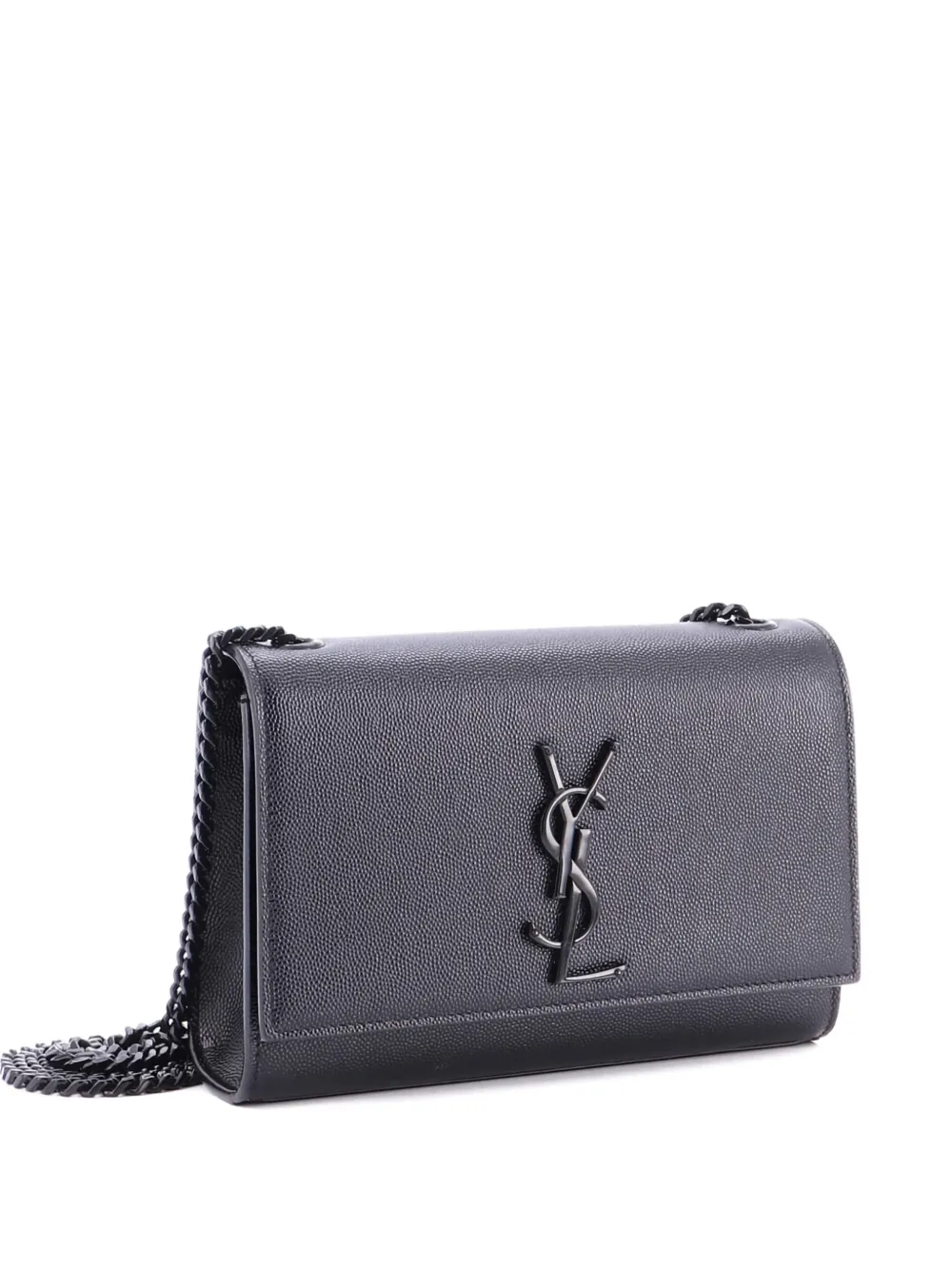 Pre-owned Saint Laurent Classic Monogram Grainy Leather Small Crossbody Bag In Black