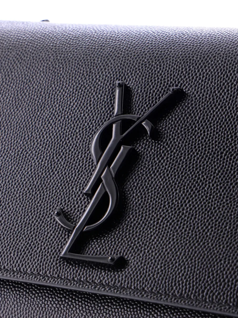 Pre-owned Saint Laurent Classic Monogram Grainy Leather Small Crossbody Bag In Black