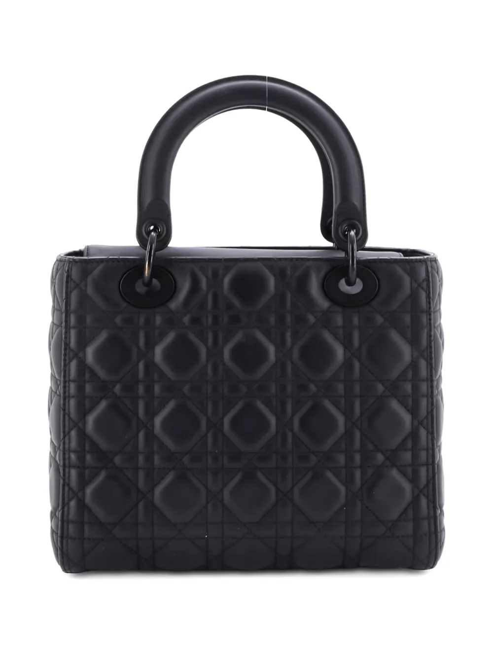 Pre-owned Dior Ultra Matte Lady  Bag Cannage Quilt Calfskin Medium Satchel In Black