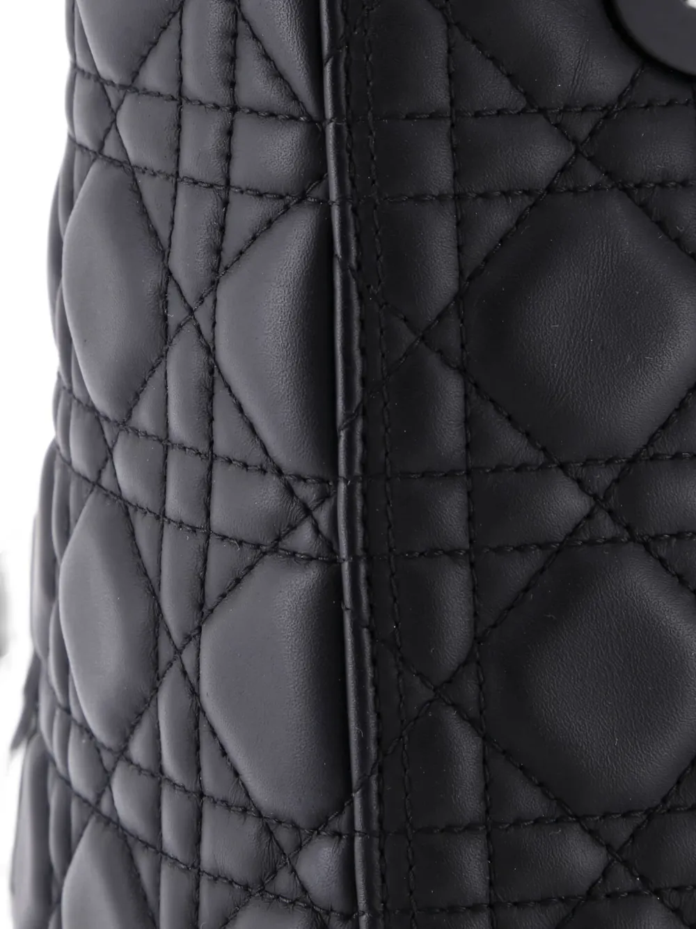 DIOR Pre-owned Ultra Matte Lady Bag Cannage Quilt Calfskin Medium Satchel In Black