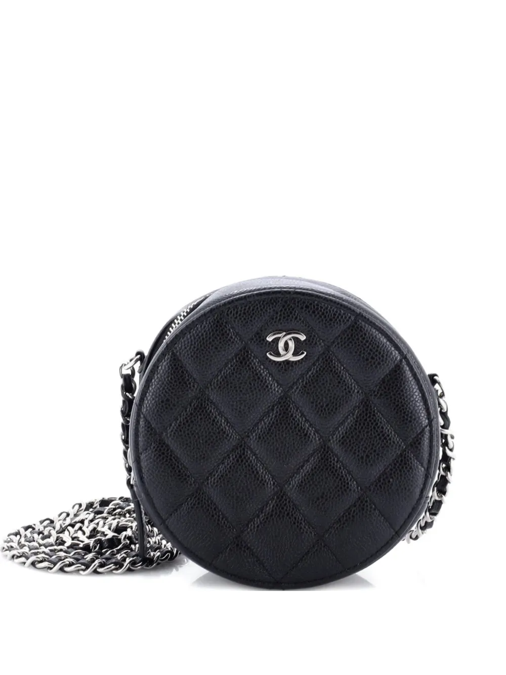 CHANEL Pre-Owned Round Clutch with Chain Quilted Caviar Mini crossbody bag - Nero