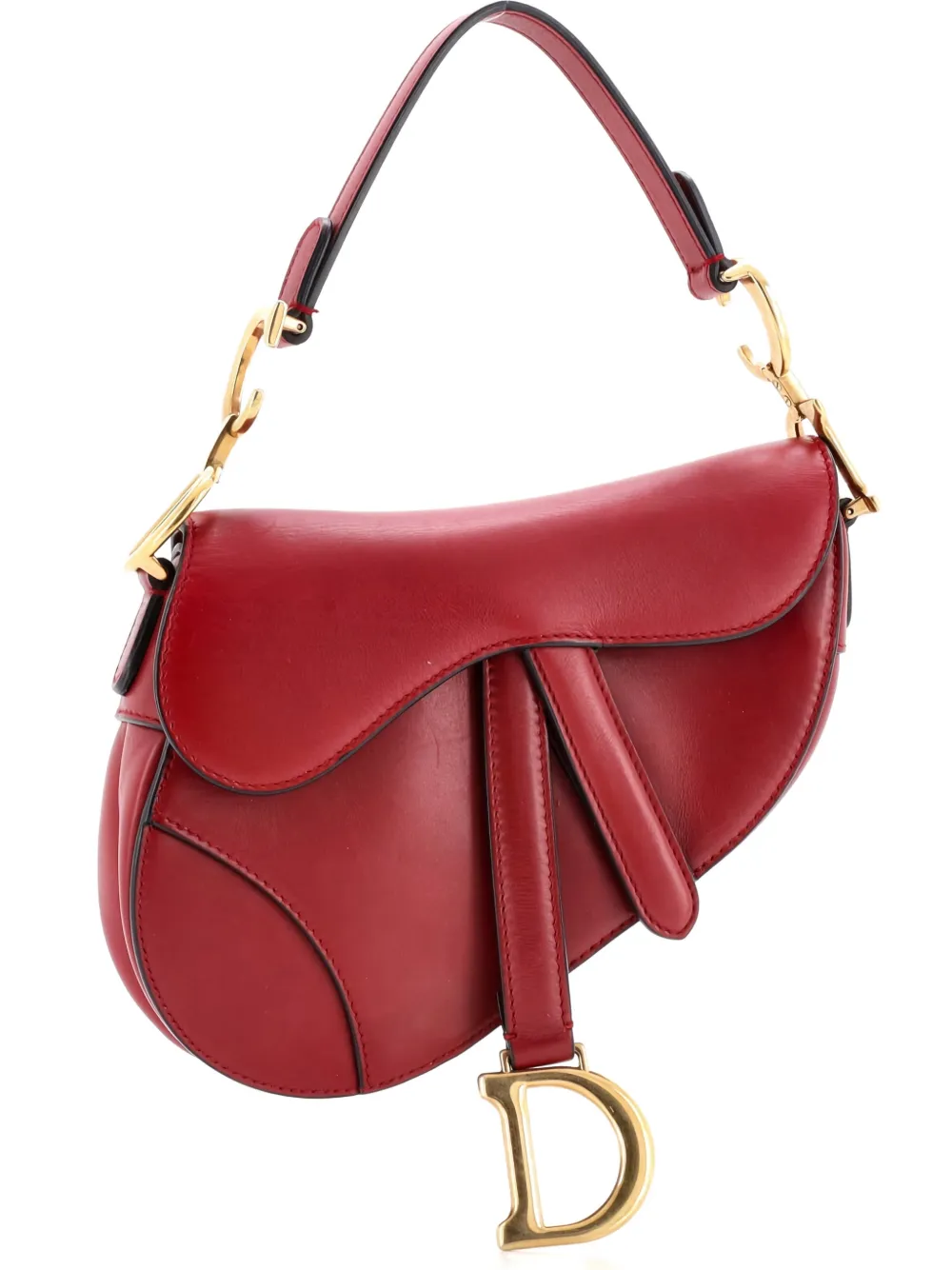 Pre-owned Dior Saddle Handbag Leather Mini Shoulder Bag In Red