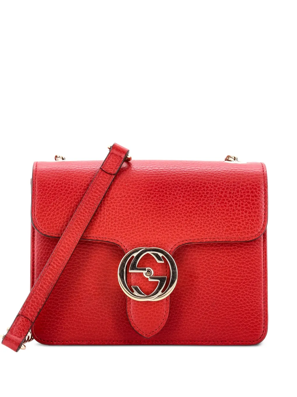 Gucci Pre-Owned Interlocking Leather Small shoulder bag - Rosso