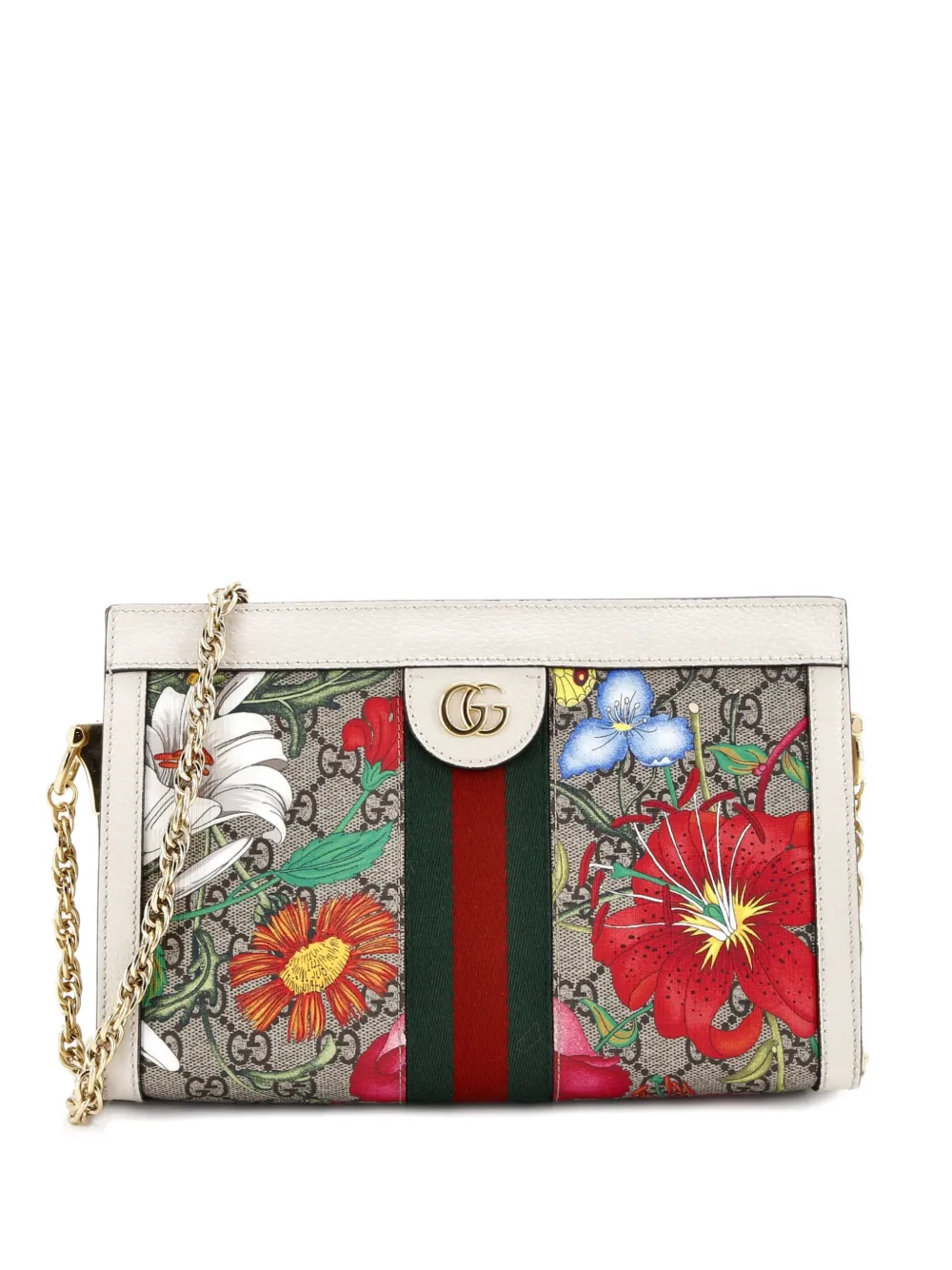 Gucci Pre-Owned Ophidia Chain Shoulder Bag Flora GG Coated Canvas Small crossbody bag - Toni neutri