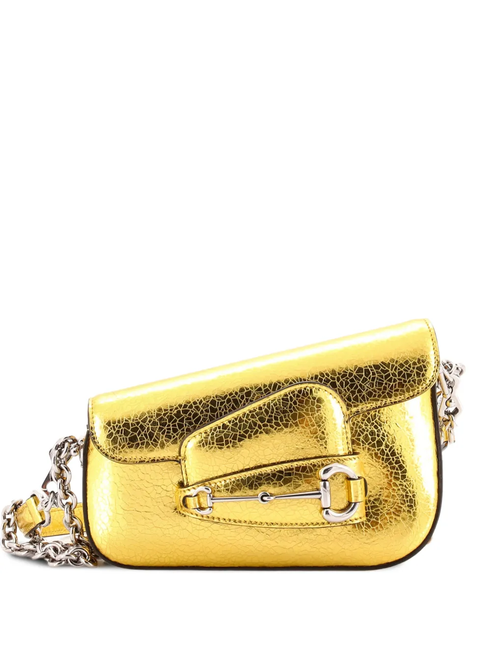 Gucci Pre-Owned Horsebit 1955 Asymmetric Leather Mini shoulder bag - Oro