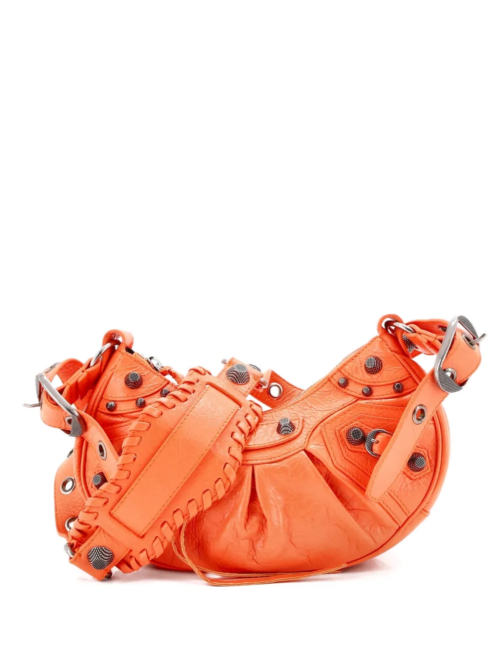 Balenciaga Pre-Owned Le Cagole Giant Studs Shoulder Bag Leather XS hobo bag - Arancione