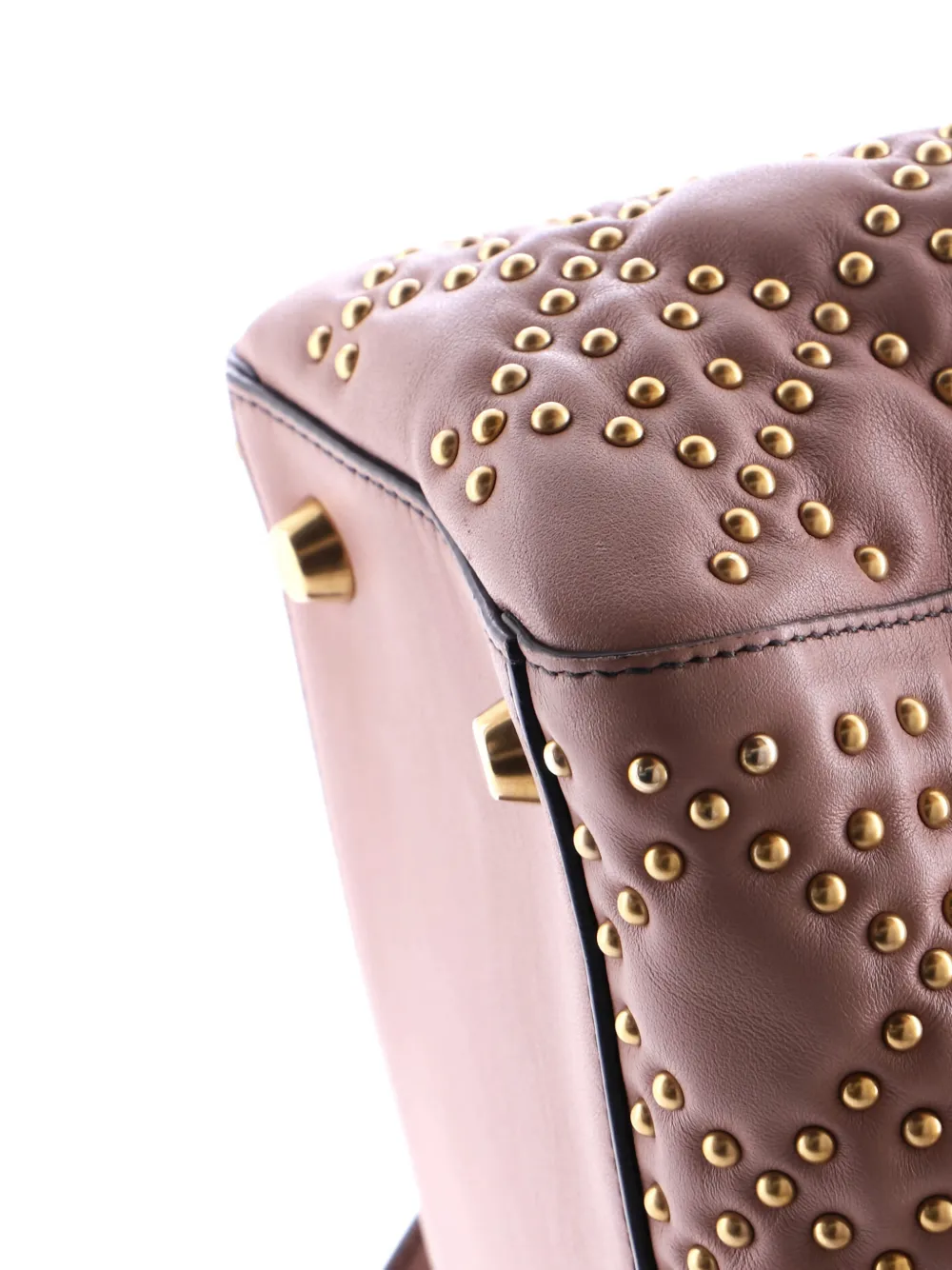 Pre-owned Dior Supple Lady  Bag Cannage Studded Lambskin Medium Satchel In Neutral