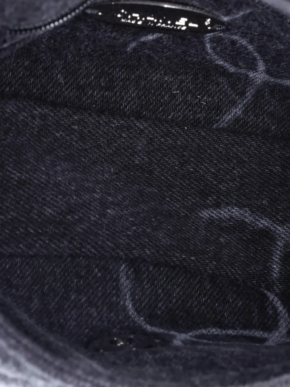 Pre-owned Chanel Square Classic Single Flap Bag Quilted Cc Printed Denim Mini Crossbody Bag In Black