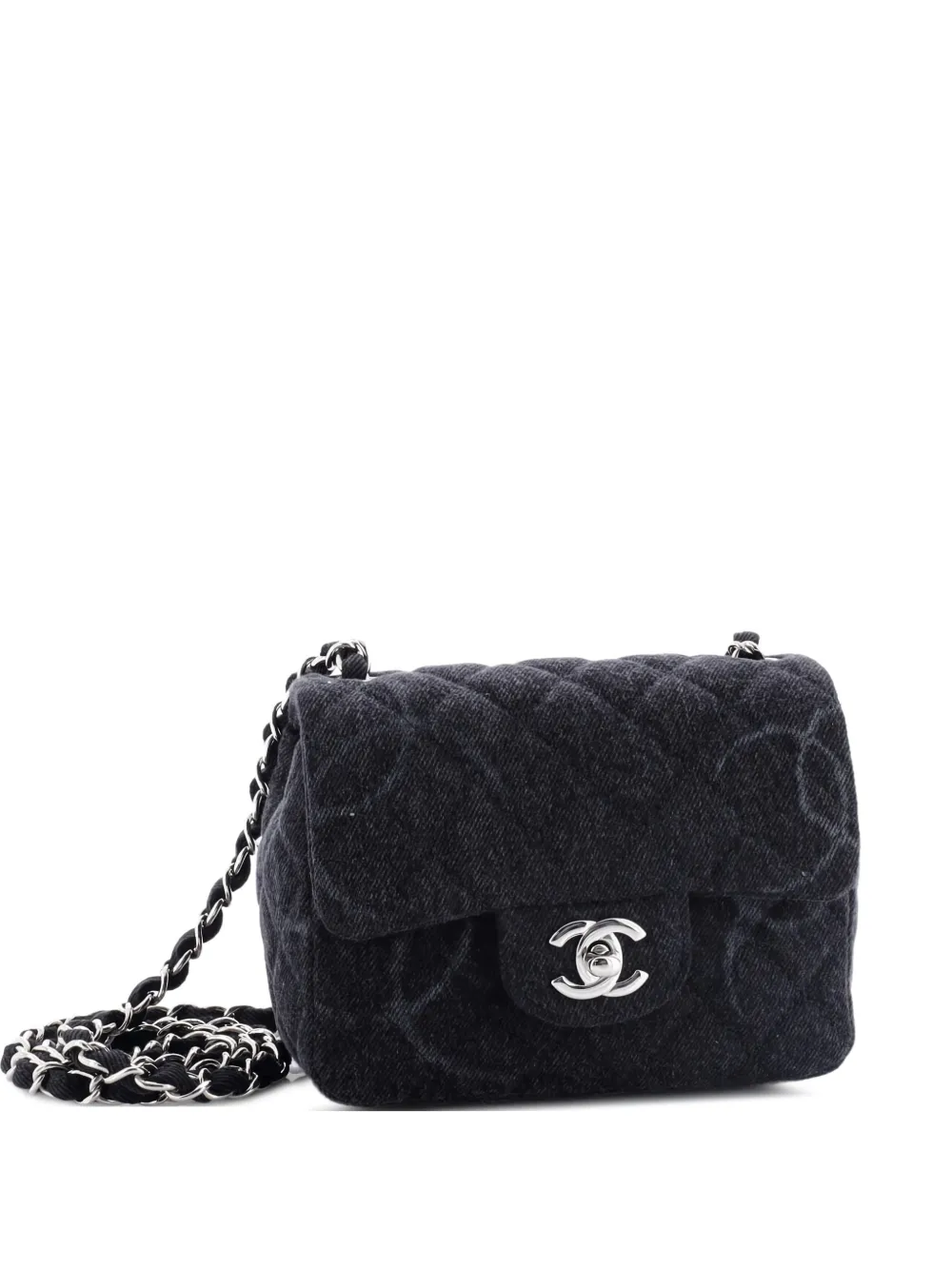 CHANEL Pre-Owned Square Classic Single Flap Bag Quilted CC Printed Denim Mini crossbody bag - Nero
