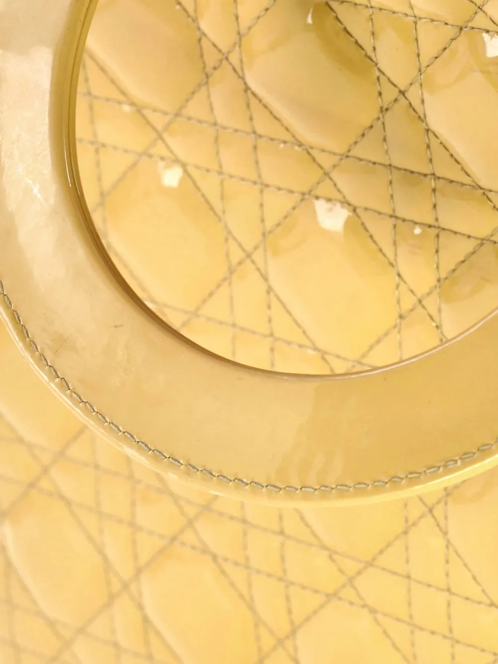 Pre-owned Dior Lady  Bag Cannage Quilt Patent Large Satchel In Neutral