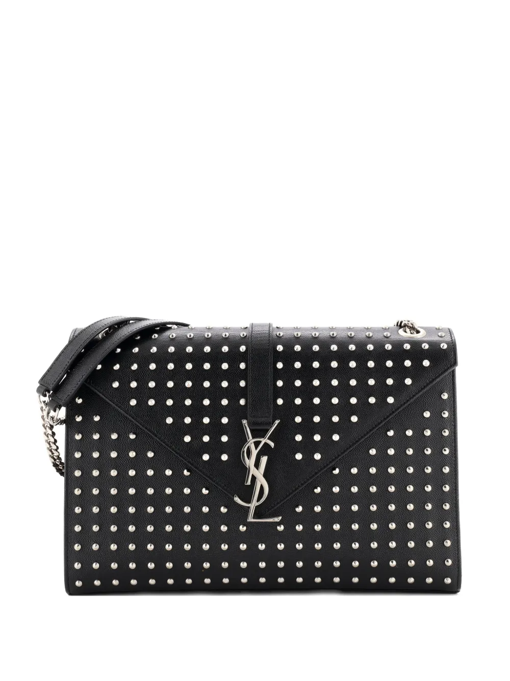 Saint Laurent Pre-Owned Classic Monogram Envelope Satchel Studded Leather Large shoulder bag | Black | Image 1