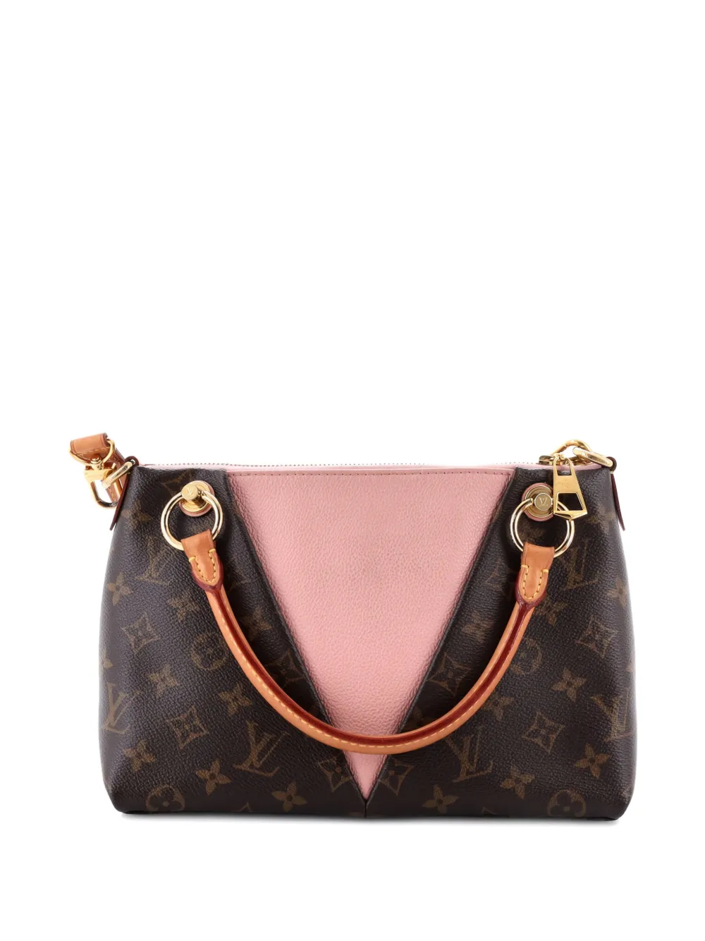 Pre-owned Louis Vuitton V Monogram Canvas And Leather Bb Tote Bag In Brown