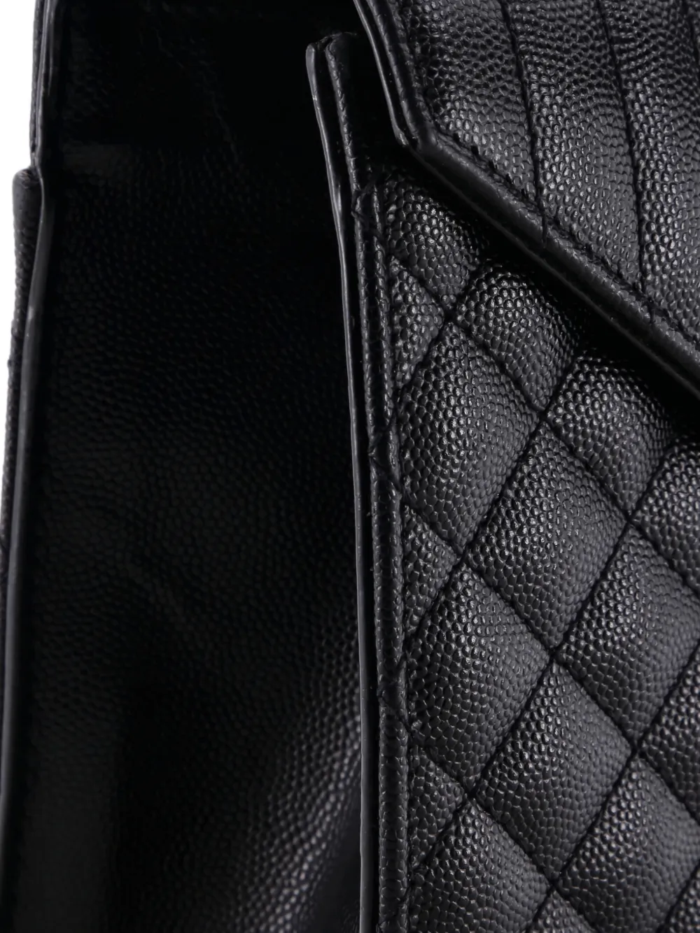 Pre-owned Saint Laurent Classic Monogram Envelope Satchel Mixed Matelasse Leather Large Shoulder Bag In Black