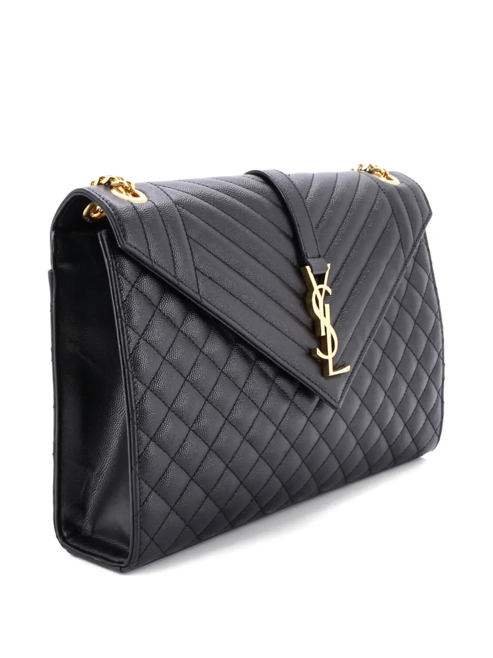 Classic Monogram Envelope Satchel Mixed Matelasse Leather Large Shoulder Bag