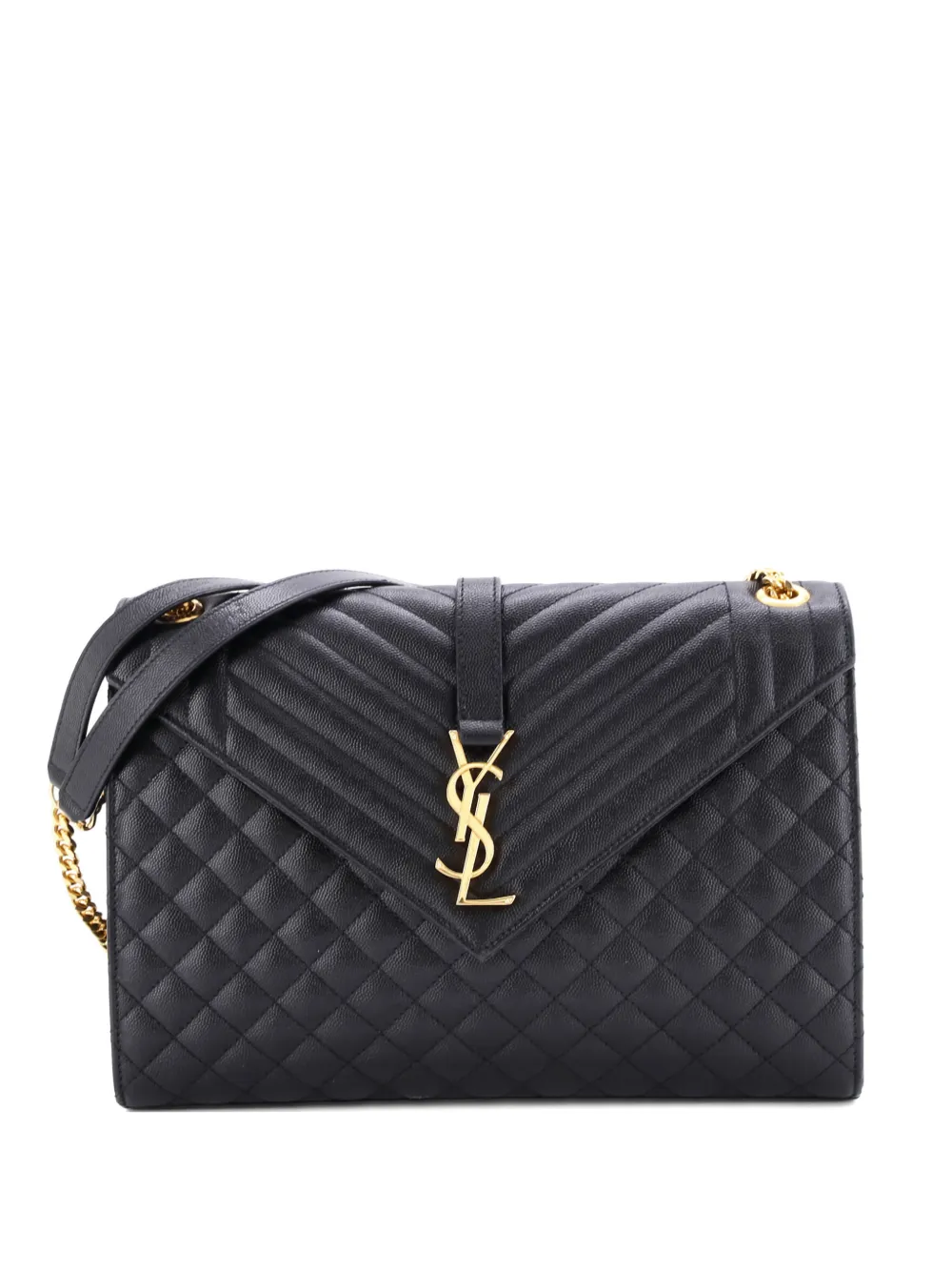 Saint Laurent Pre-Owned Classic Monogram Envelope Satchel Mixed Matelasse Leather Large shoulder bag | Black | Image 1